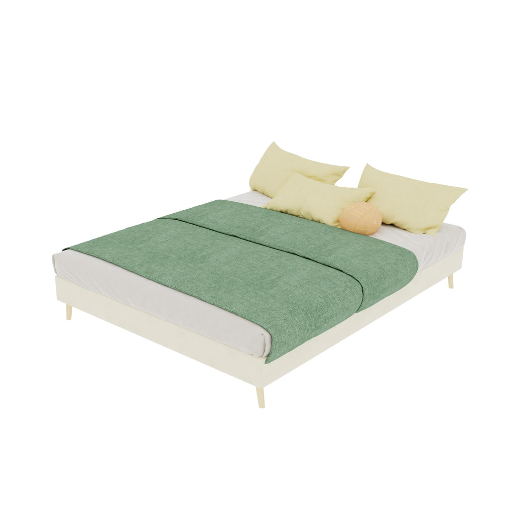 letto tessuto e metallo beige 140 x 200 cm
