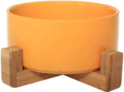 Ciotola per cibo in ceramica con supporto in bambù per cani e gatti, ciotola alta per una posizione confortevole durante il pasto e la bevanda, opzioni, capacità 850 ml (giallo)