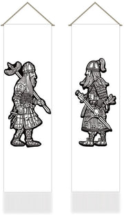 Set di Tappeti da Parete da 2 - Guerriero Vikingo Tappeto da Parete - Decorazione Norvegese - Tappeto da Parete con Funzione di Opzionamento - 30,5 x 130 cm - Per Camera da Letto/Soggiorno - Tappeto da Parete