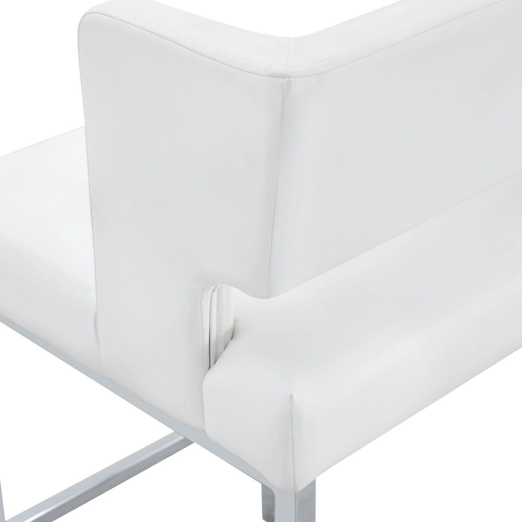 SEDIA BAR 91,4 cm in PU Bianco e Metallo Argento