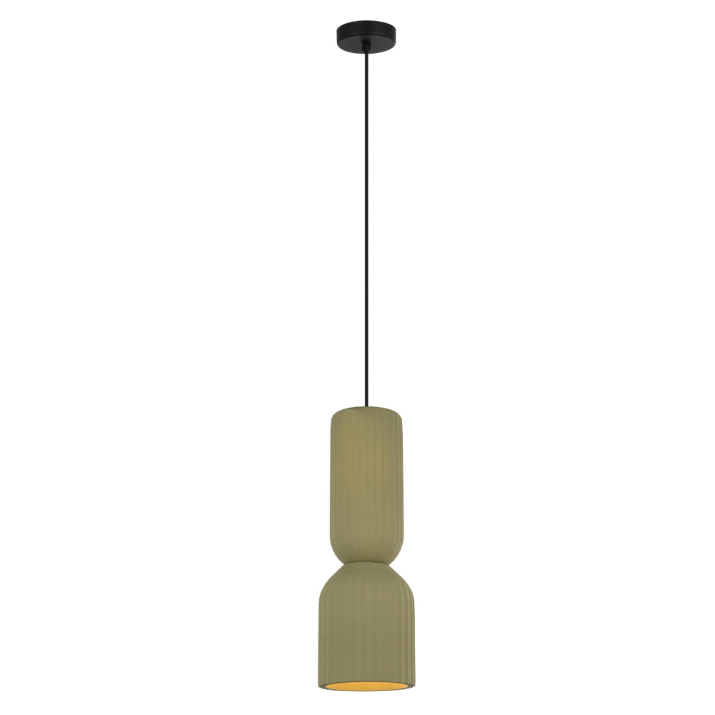 Lampada a sospensione Japandi verde ceramica E27 15W Balera
