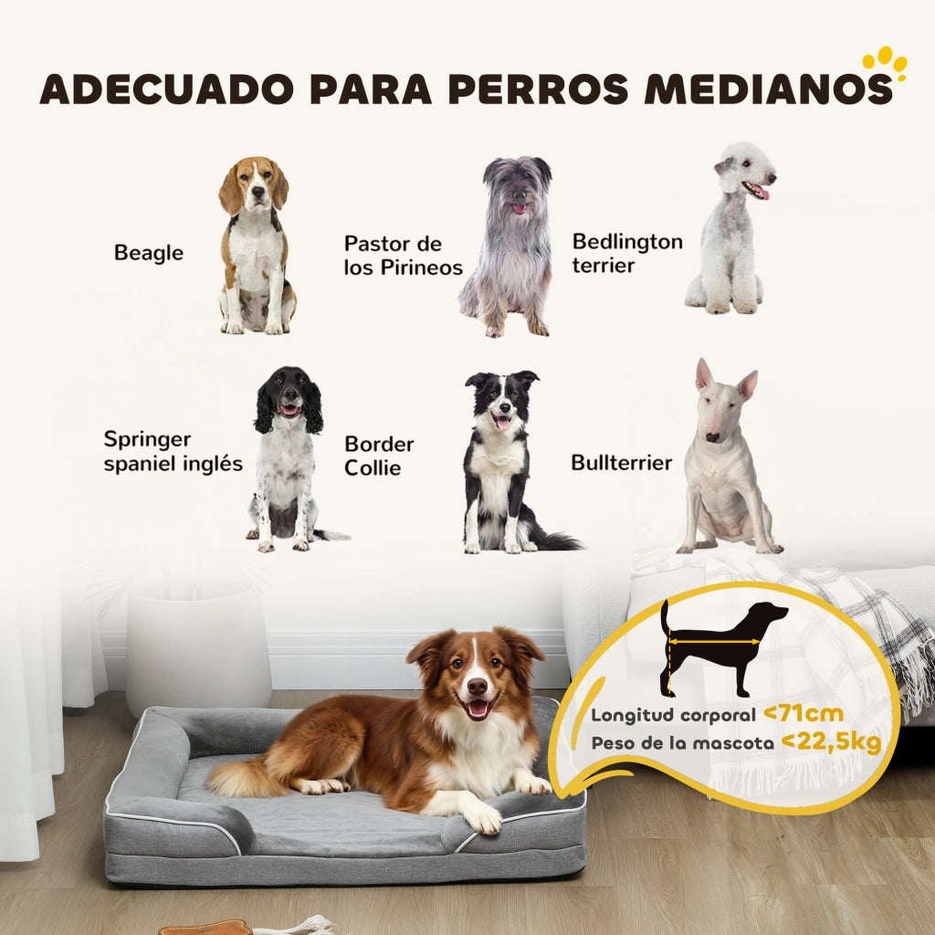 Cuccia per Cane e Gatto con Copertura Lavabile ¨C zephmum ¨C Grigio 91.5x68.5x16.5 cm