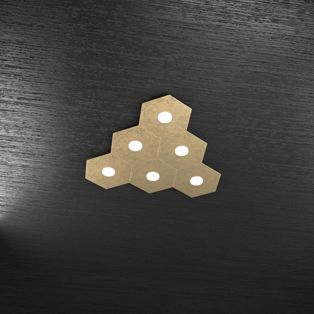 HEXAGON APPLIQUE-PLAFONIERA 6 LUCI FOGLIA ORO 1142-6L-FO