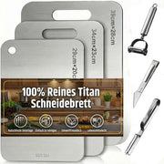Set di taglieri 3 pezzi - Tagliere in titanio - Piastra antiscivolo in silicone - Doppia faccia - Acciaio inossidabile - Ideale per cucina e esterno - Taglieri