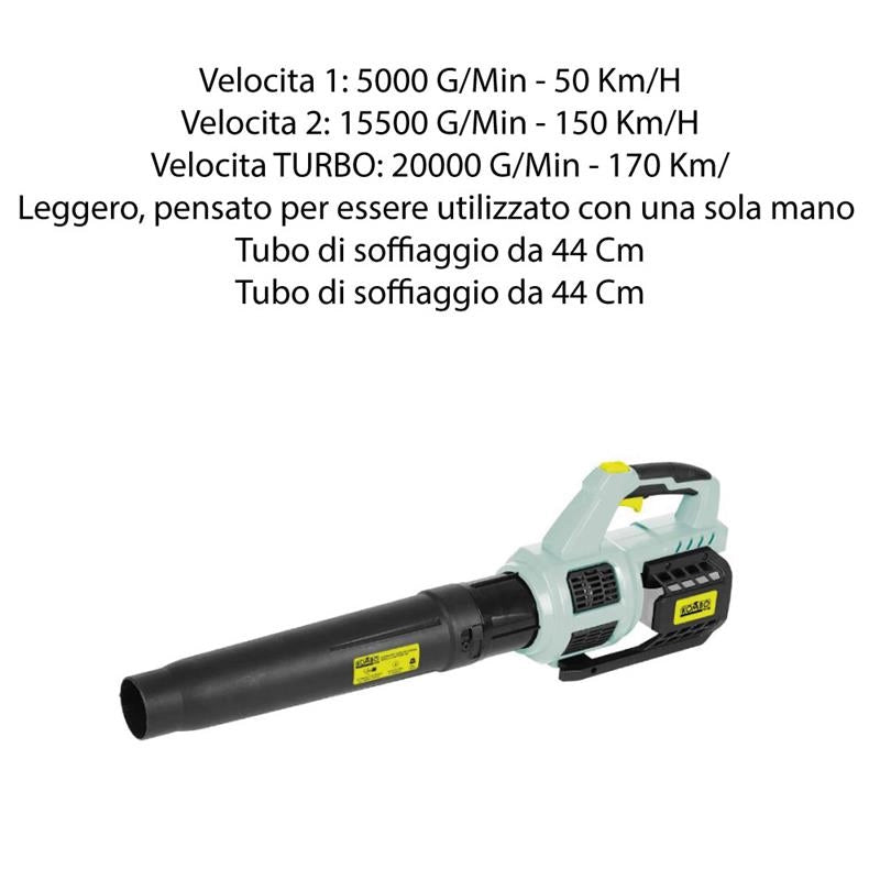 SOFFIATORE A BATTERIA TURBO ASSIALE KOMBO PRO 20V SMONTABILE IN 2 PARTI PER AGEVOLARE IL RIMESSAGGIO