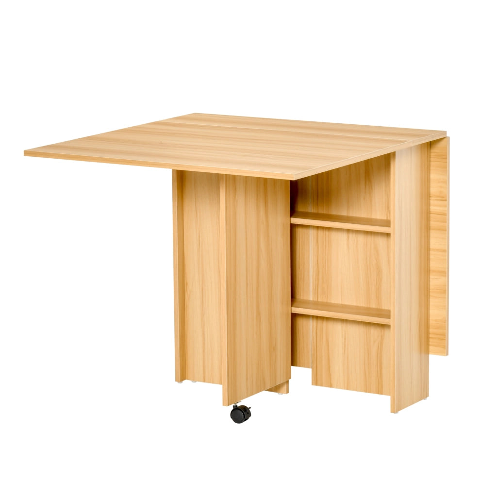 Tavolo da Pranzo Pieghevole con Ruote ¨C zephmum ¨C Legno 140x80x74 cm