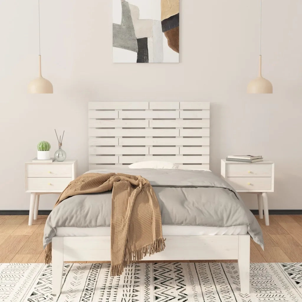 Testiera da Parete-Testiera a Muro-Testata Decorativa Bianca 96x3x63 cm in Legno Massello di Pino