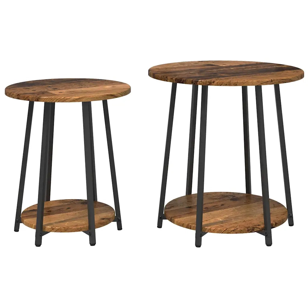 Set tavolini con lo scaffale 2 pcs Legno Antico e Nero 869706