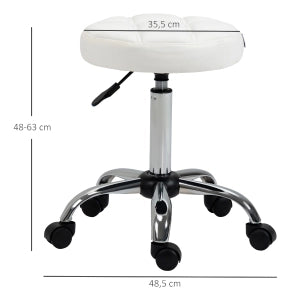 Sedia da ufficio Sgabello con ruote girevole regolabile in altezza con ruote in Similpelle Bianco Ø35.5 × 51-67 cm
