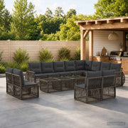 Set Divano da Giardino 12 pz Grigio e Grigio Scuro polyrattan 3435575