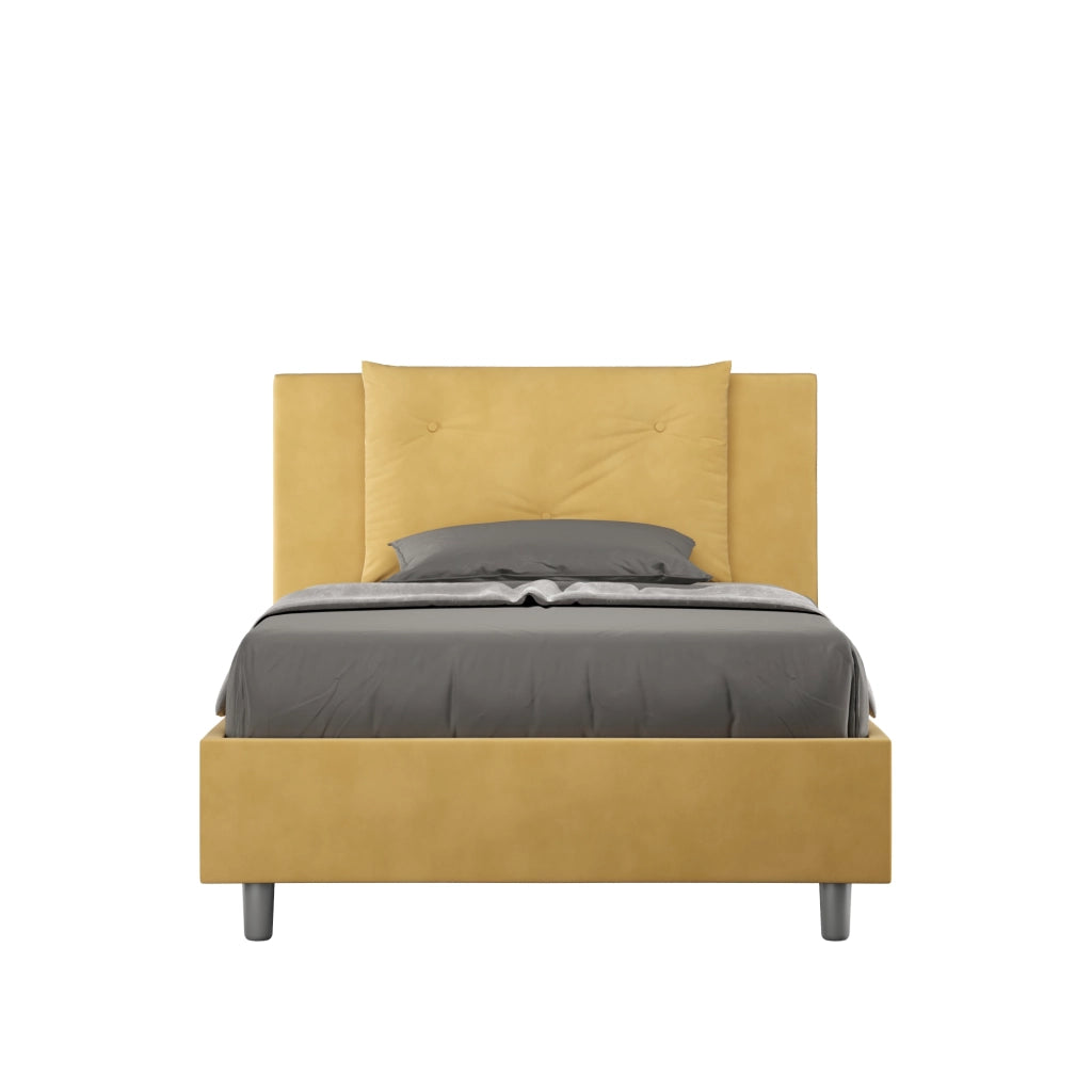 BS COM Letto singolo con rete imbottito 100x190 microfibra ocra