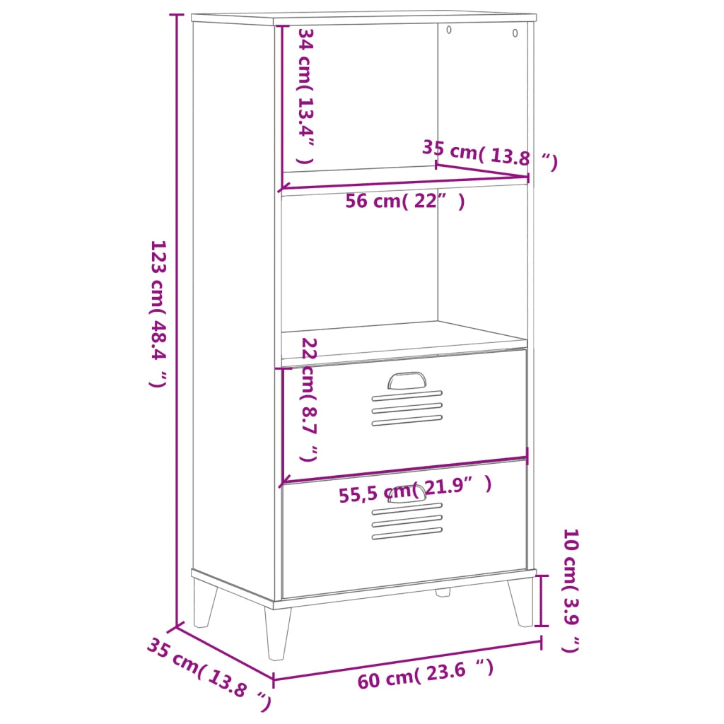 Libreria VIKEN Bianca 60x35x123 cm in Legno Multistrato 374947