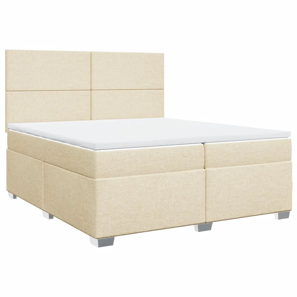 Giroletto a Molle con Materasso Crema 200x200 cm in Tessuto 3290593