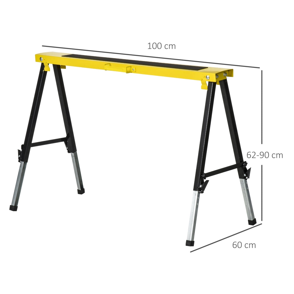CAVALLETTI DA LAVORO PIEGHEVOLI SET DA 2 PEZZI 100x49x62-90 cm Acciaio Giallo