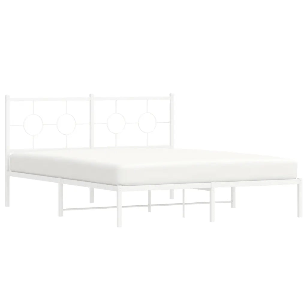 Giroletto con Testiera Metallo Bianco 150x200 cm 376277