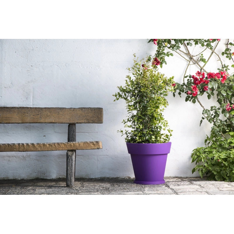 Vaso moderno di design Ø50 H44 in polimero viola resistente per interno ed esterno - Made in Italy - Monacis