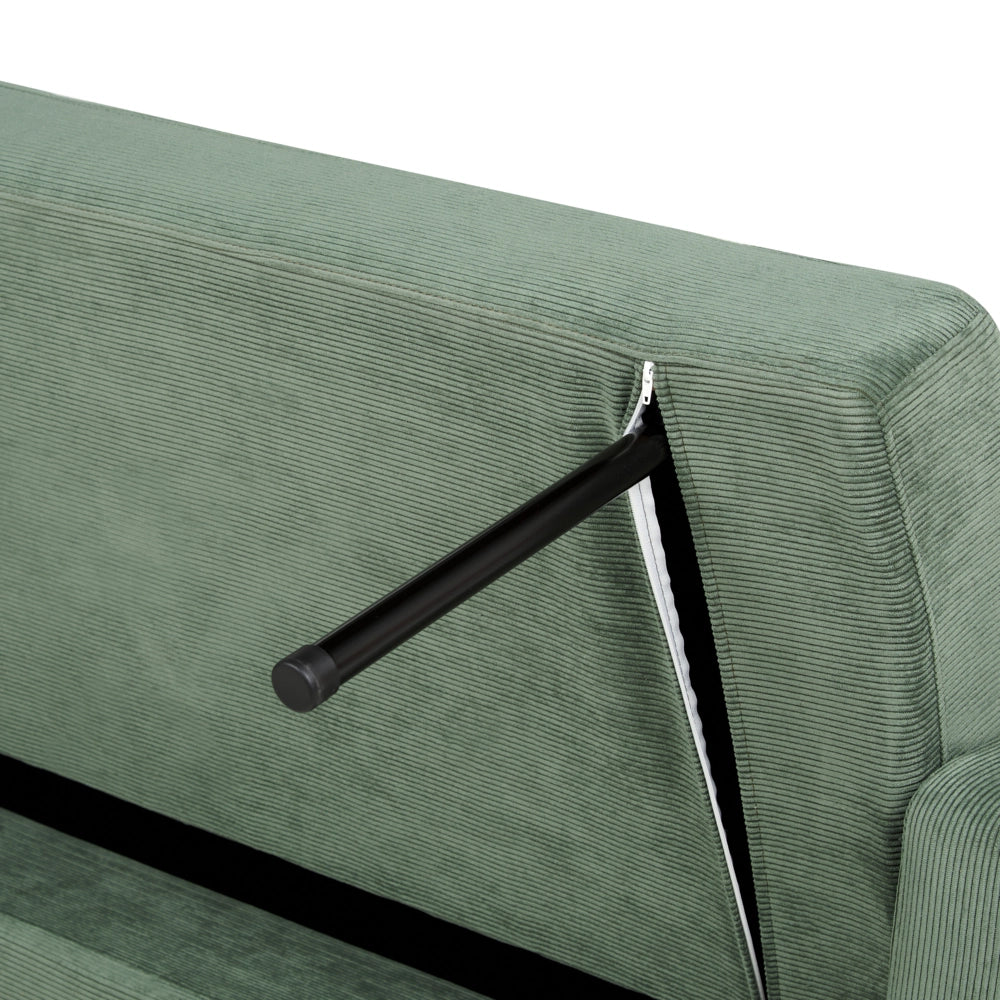 Divano letto in tessuto verde scuro 3 posti imbottito Trapuntato Click Clack