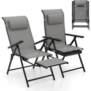 Set di 2 sedie reclinabili da patio pieghevoli, Sedie a sdraio con multifunzione per spazi estivi come piscina e campeggio