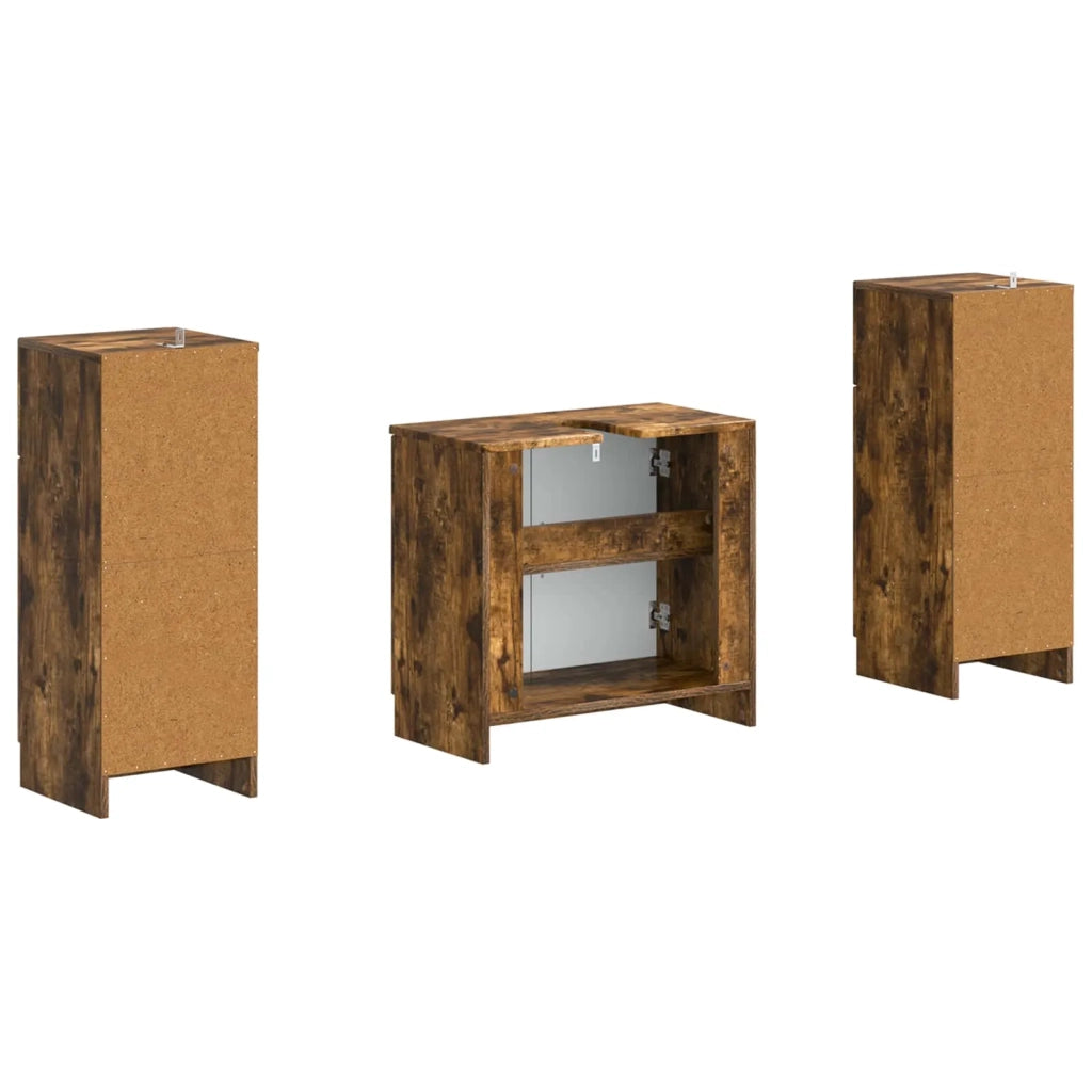Set di Armadi da Bagno da 2 Pezzi UTRECHT Rovere Fumo 3418058