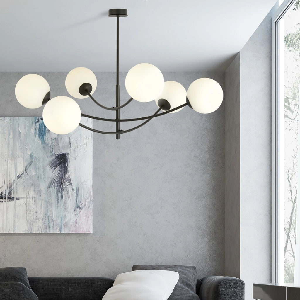 Lampadario Emibig Hunter 6 nero/opalino 6xE14 1102/6