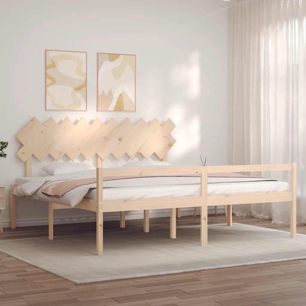 Letto matrimoniale | Letto per adulti | Letto per Anziani con Testiera 200x200 cm in Legno Massello