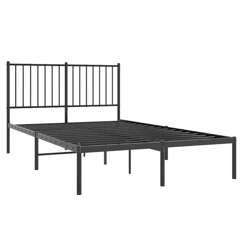 Letto matrimoniale | Letto per adulti | Giroletto con Testiera in Metallo Nero 120x190 cm