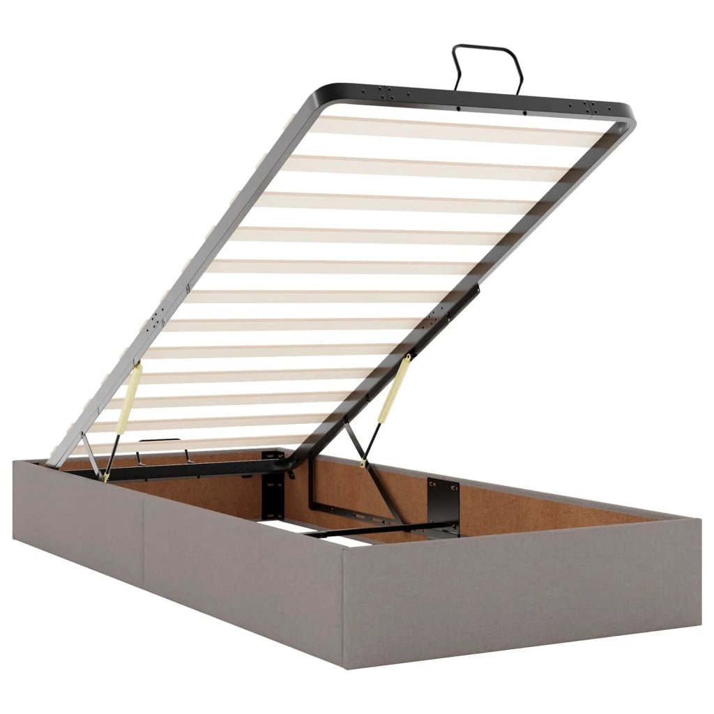 Letto ottomano con materasso con testiera 2 pz Tortora Tessuto 3456702