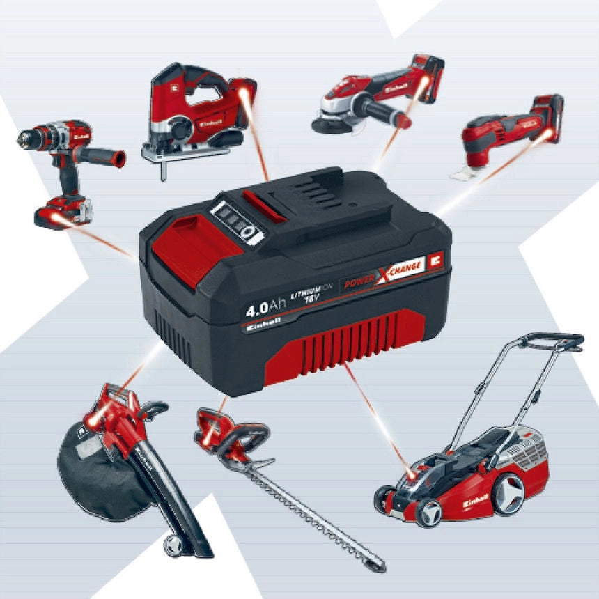 Einhell 4511489 Power X-Change Batteria PXC Twinpack 2x18V 4 Ah Ioni di Litio colore Nero Rosso