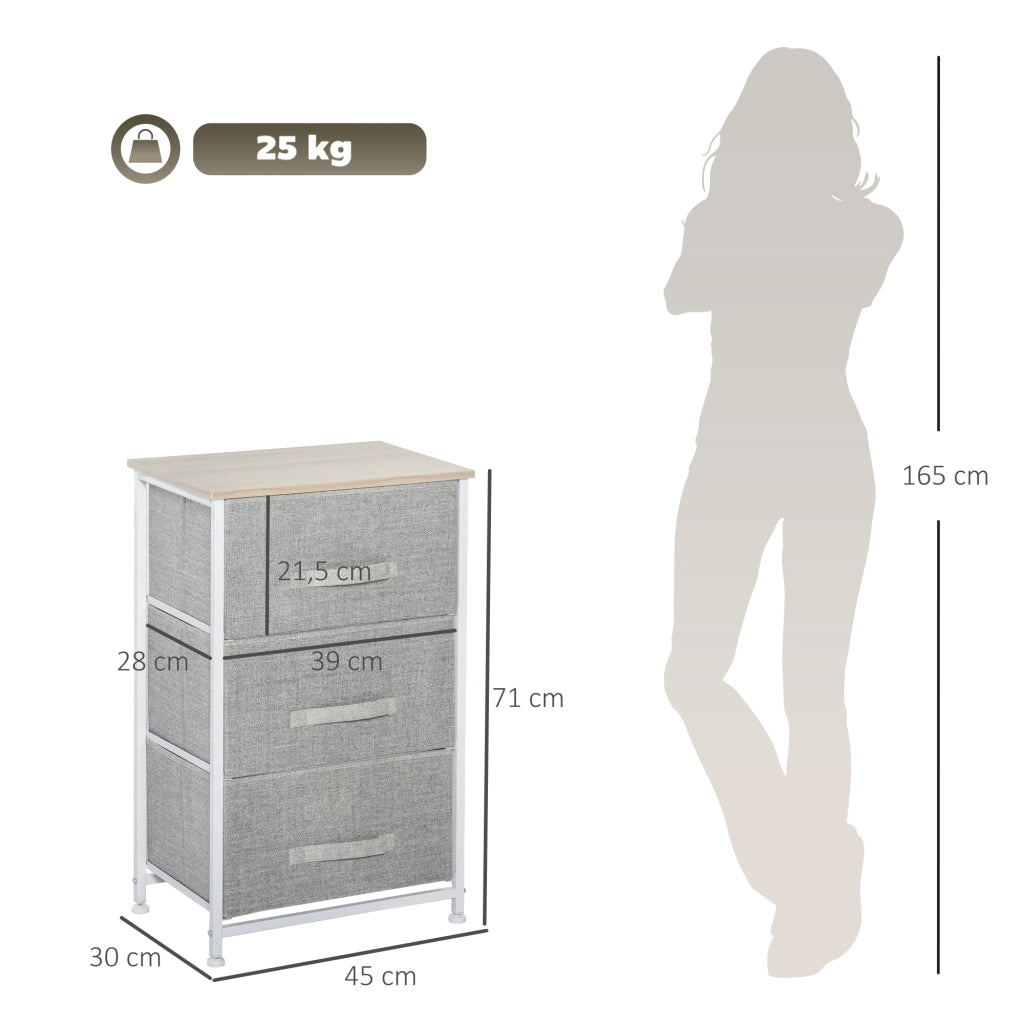 Cassettiera con 3 Cassetti in Tessuto ¨C Minimal ¨C Grigio