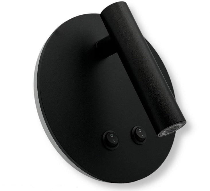 Applique LED da Parete con Doppia Illuminazione – Nero o Bianco, 8W, Faretto Orientabile + Luce Diffusa, Design Moderno Color: Nero