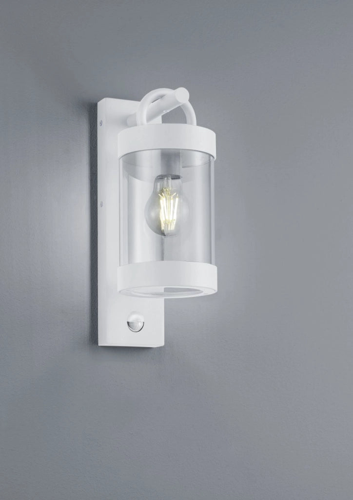 SAMBESI APPLIQUE DA ESTERNO LANTERNA CON SENSORE DI MOVIMENTO METALLO BIANCO H. 33CM 1 LUCE ATTACCO E27