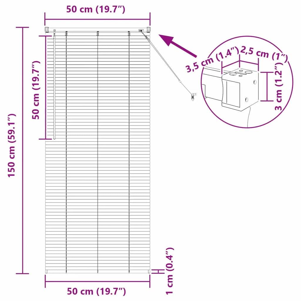 Tenda Veneziana | Tenda a lamelle Marrone Chiaro con Motivo 150 x 50 cm 25 mm PVC