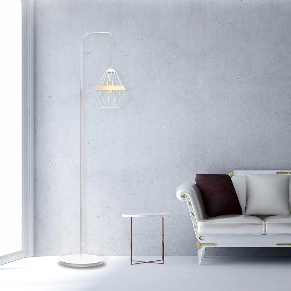 Lampada da terra Cliff bianca/legno E27 60W Milagro