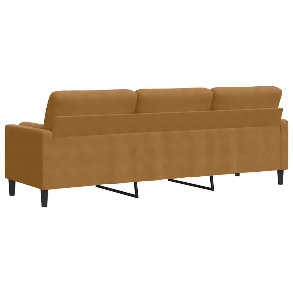 Divano a 3 Posti con Cuscini-Sofa 3 Posti con Cuscini Marrone 210 cm in Velluto
