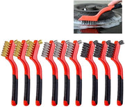 Set di pennelli a setole di filo di 9 pezzi - Pennelli a setole di rame - Pennelli a setole in acciaio inossidabile - Pennelli a setole in nylon - Manico regolabile - Ideale per la pulizia - Pennelli a setole per pulizia
