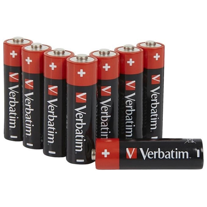 Verbatim 49503 Pile Alcaline Stilo AA LR6 1.5V Monouso Confezione da 8 Pezzi colore Nero