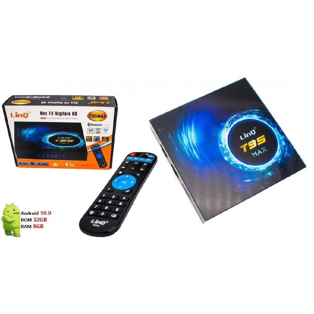 Trade Shop - Box Tv Digitale Hd Android 10.0 T95max Ridotte Dimensioni Full Hd Wifi Usb Telecomando -