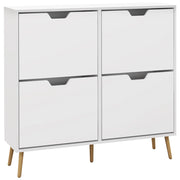 Scarpiera 4 ante 16 paia con ripiano regolabile ¨C Minimal ¨C Legno di pino bianco 95x26x95 cm