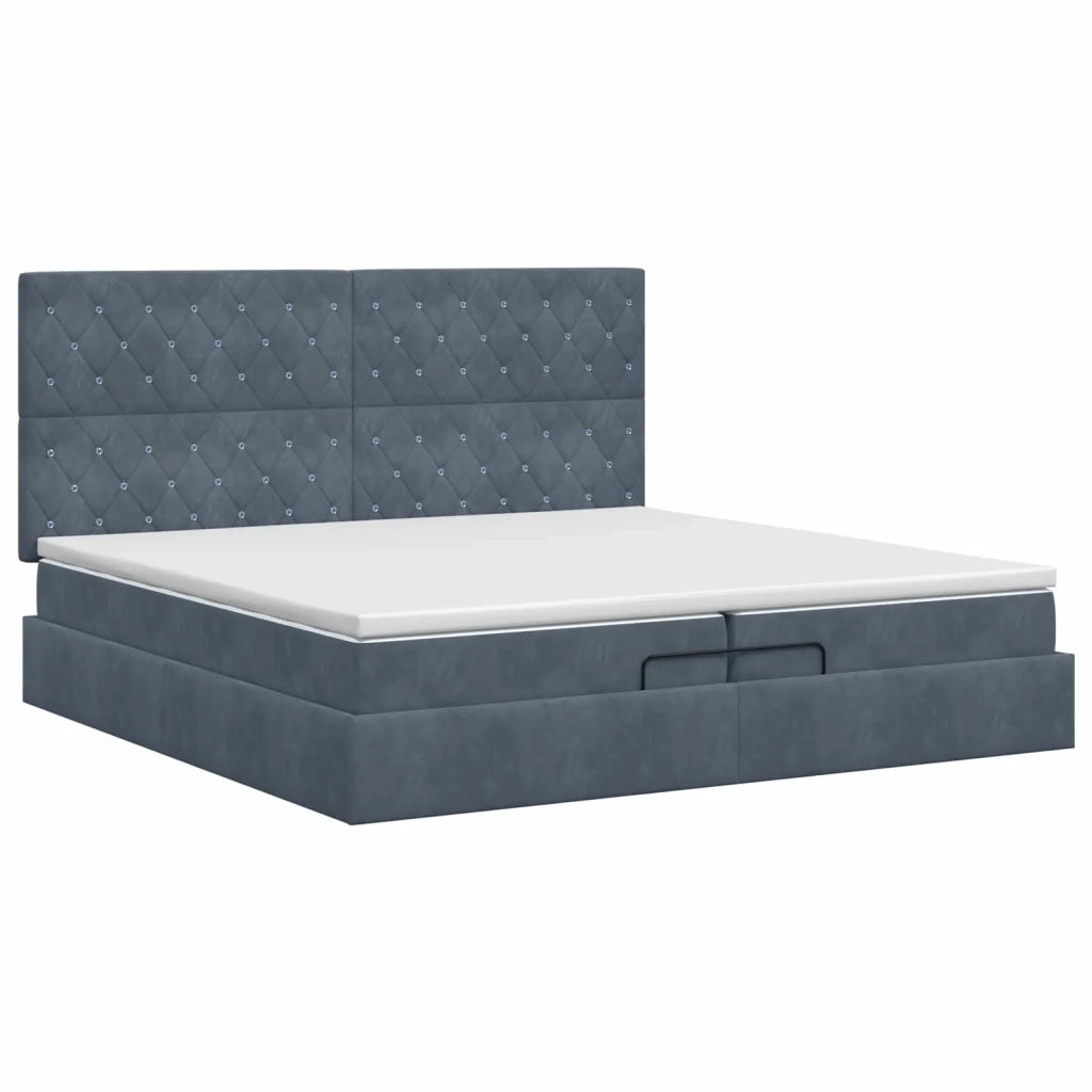 Letto ottomano con materasso Grigio Scuro 200 x 200 cm Velluto 3457672