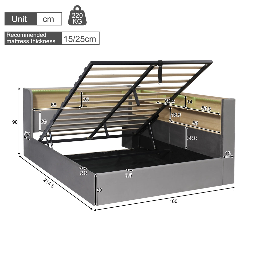 letto imbottito velluto grigio 140 x 190 cm