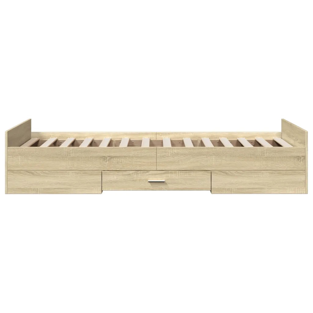 Giroletto Cassetti-Struttura Letto con contenitore Rovere Sonoma 75x190 cm Legno Multistrato 362298