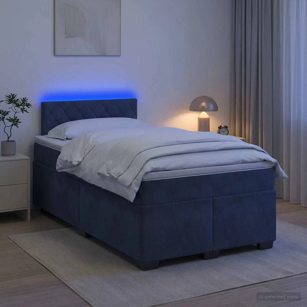 Letto con Box Spring, Materasso e LED Grigio Scuro 120 x 200 cm 3452151