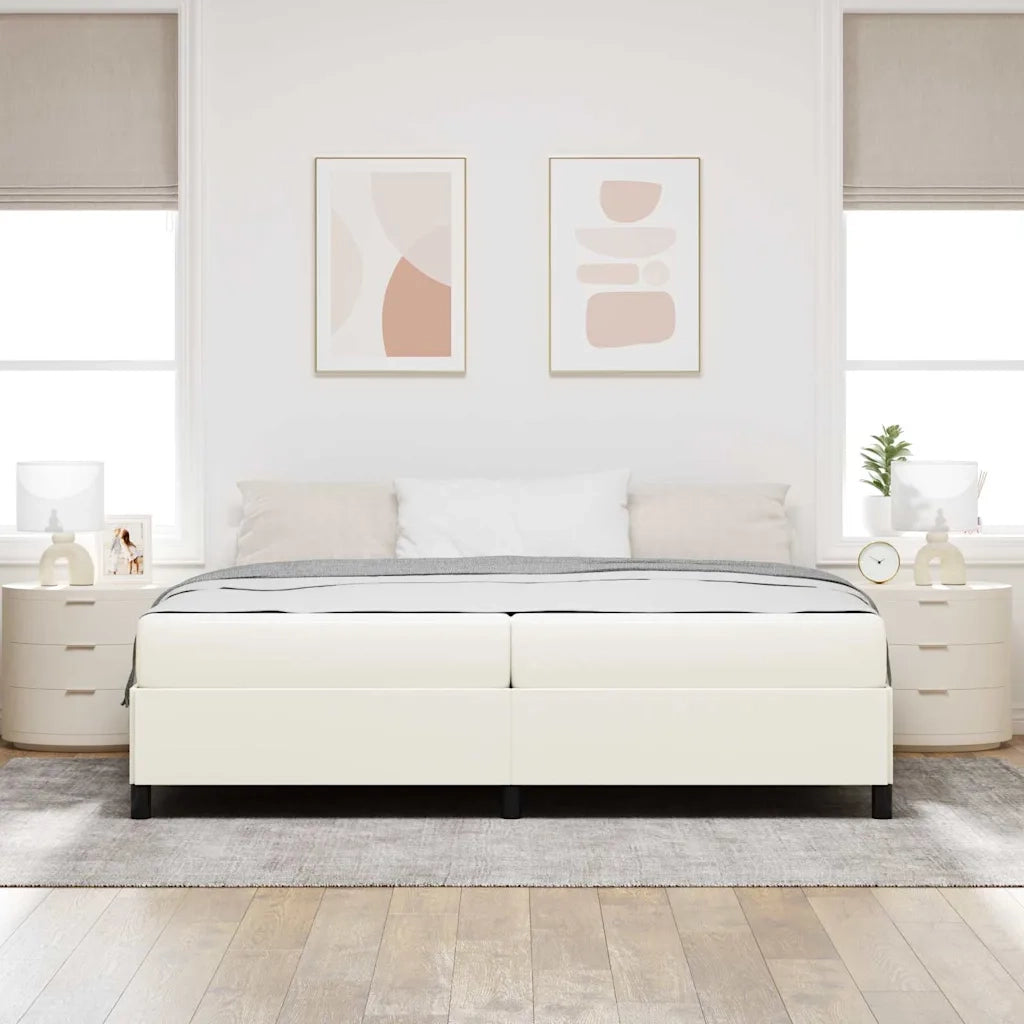 Struttura del letto con materasso Crema 200 x 200 cm Tessuto