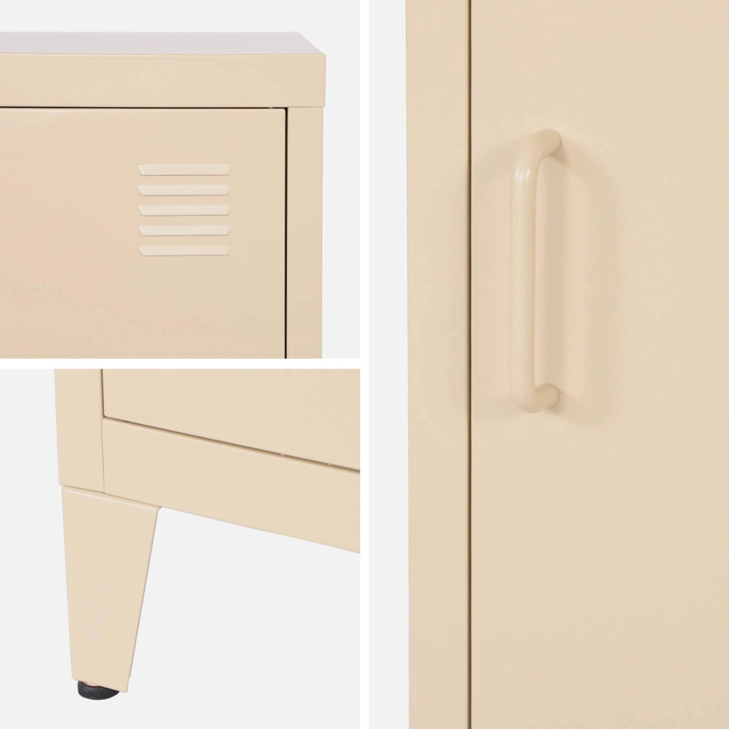 Comodino industriale, 1 anta, beige