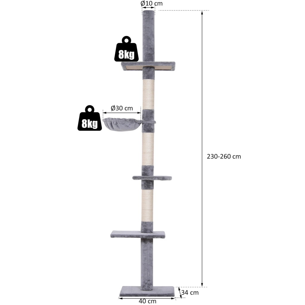 Albero tiragraffi per gatti alto 230-260 cm ¨C zephmum ¨C Grigio