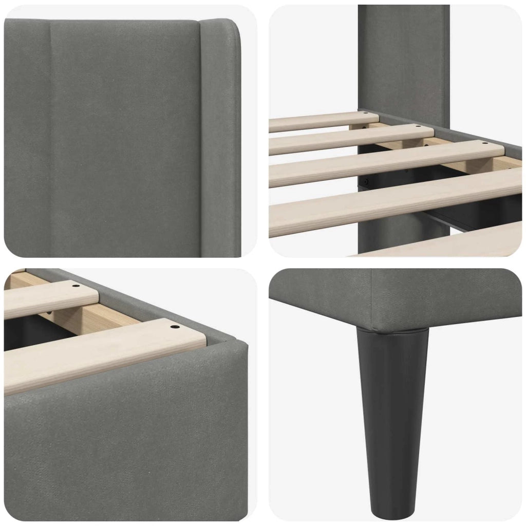 Struttura del letto-Giroletto Grigio Scuro 140 x 190 cm Velluto 241194
