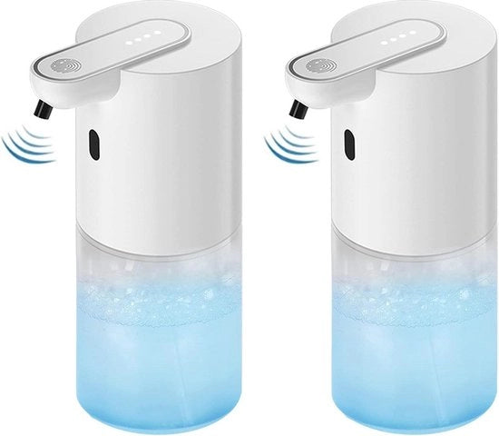 Set di 2 Dispensatori di Sapone Bianco Automatici per Bagno e Cucina