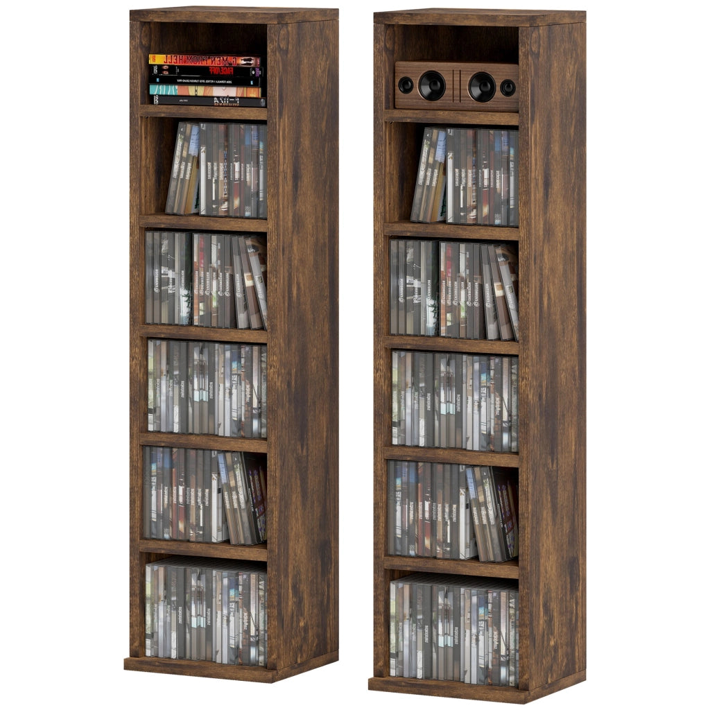 Armadio per CD con 12 compartimenti ¨C zephmum ¨C marrone 21x22.5x88.5 cm