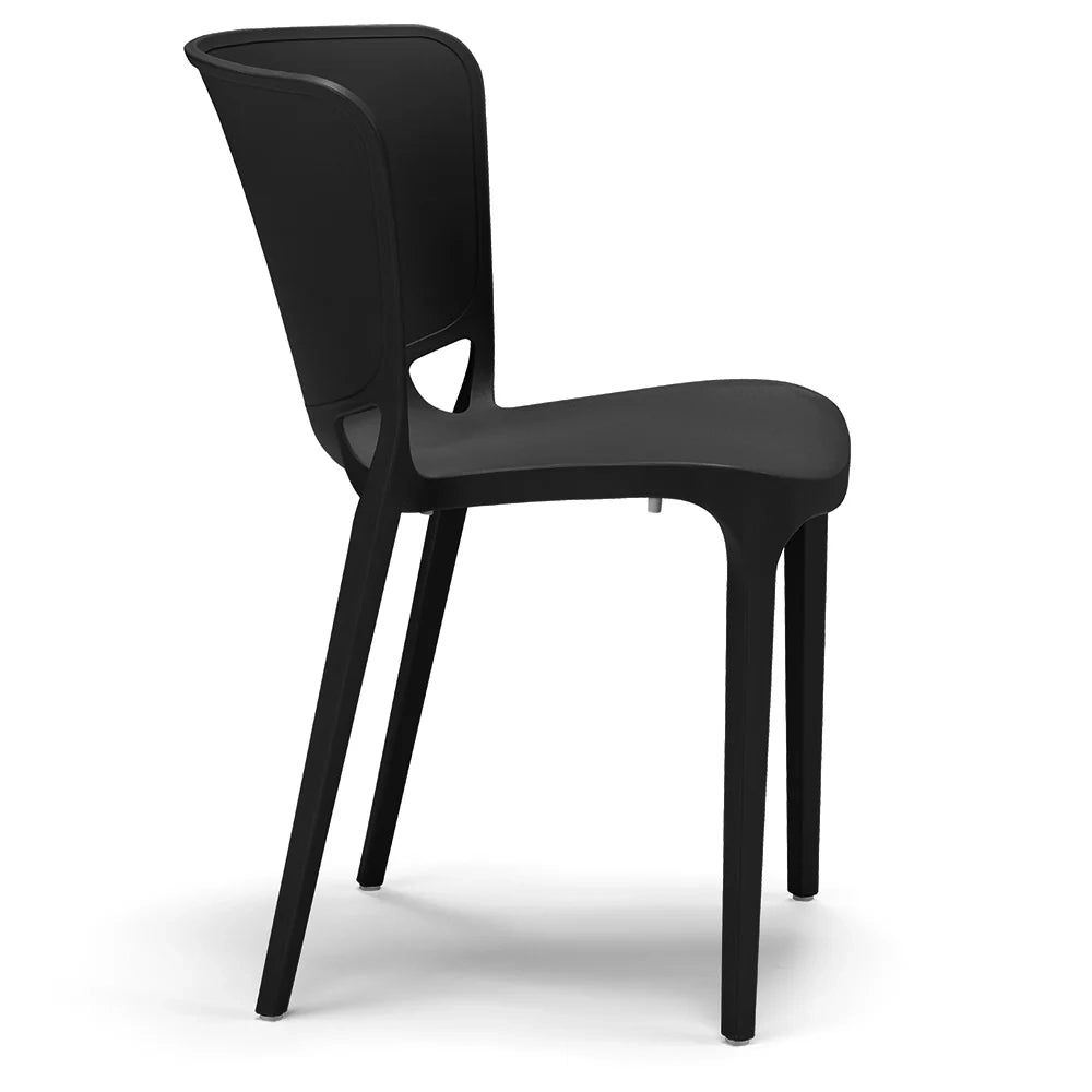 Set 2 sedie in polipropilene JUMBO, 100% MADE IN ITALY, impilabile, resistente ai raggi UV, design moderno, ideale per sala da pranzo, cucina, sala d’attesa, bar, ristoranti o giardino, colore Nero Grafite
