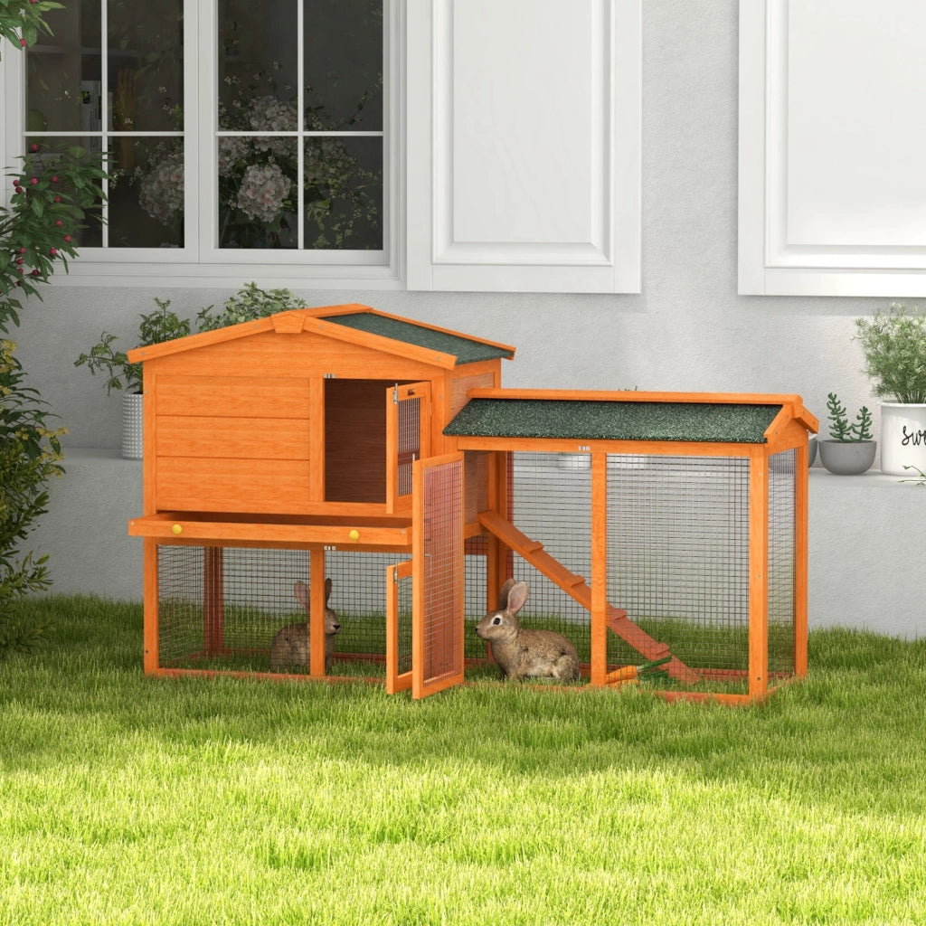 Gabbia per Conigli da Esterno ¨C Xylo ¨C Legno Naturale con Tetto 150x45x85 cm